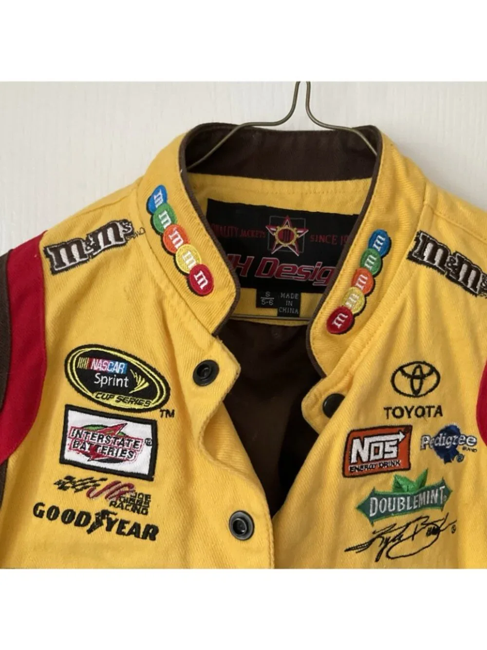 Vintage NASCAR M&M JH Design Button Up Jacket Rare Kids Small 5-6 Kyle Busch